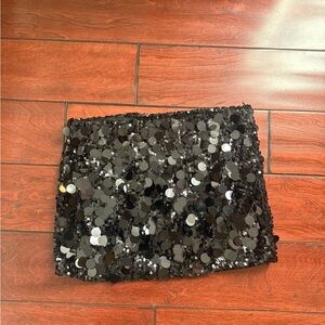 Edikted Black Sequin Mini Skirt